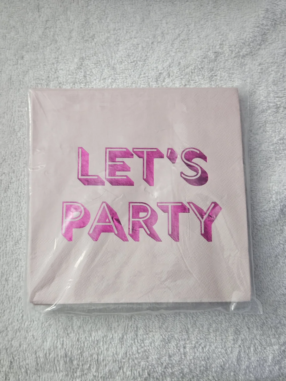 Spritz 30ct Hot Pink Let's Party Napkins Foil Lunch Paper Party Tableware Favors